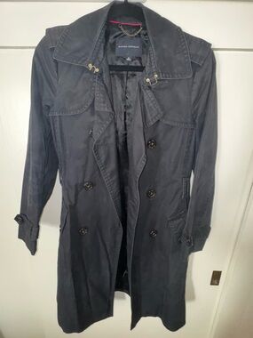Banana Republic Women's Dark Navy Double-Breasted Trench Coat